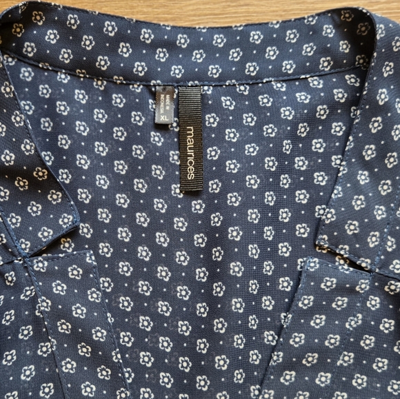 MAURICES Blue Polka Dot 3/4 Sleeve Popover Blouse Shirt Top XL - Picture 3 of 8